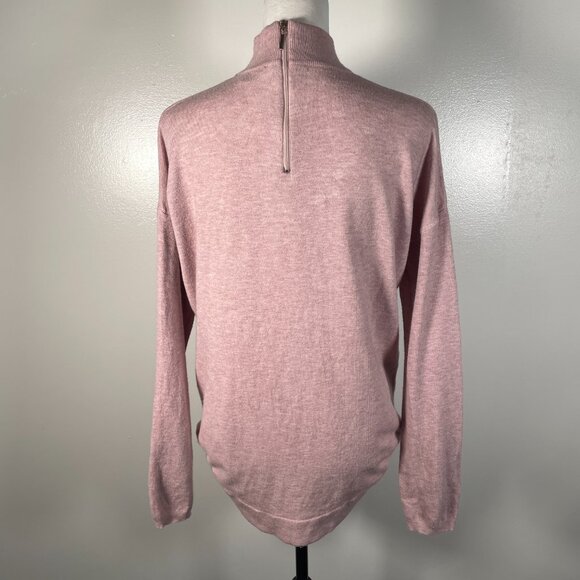 Cyrus Pink Mock Neck Back Zip Closure Tight Knit Long Sleeve Pullover Sweater L - Picture 8 of 13